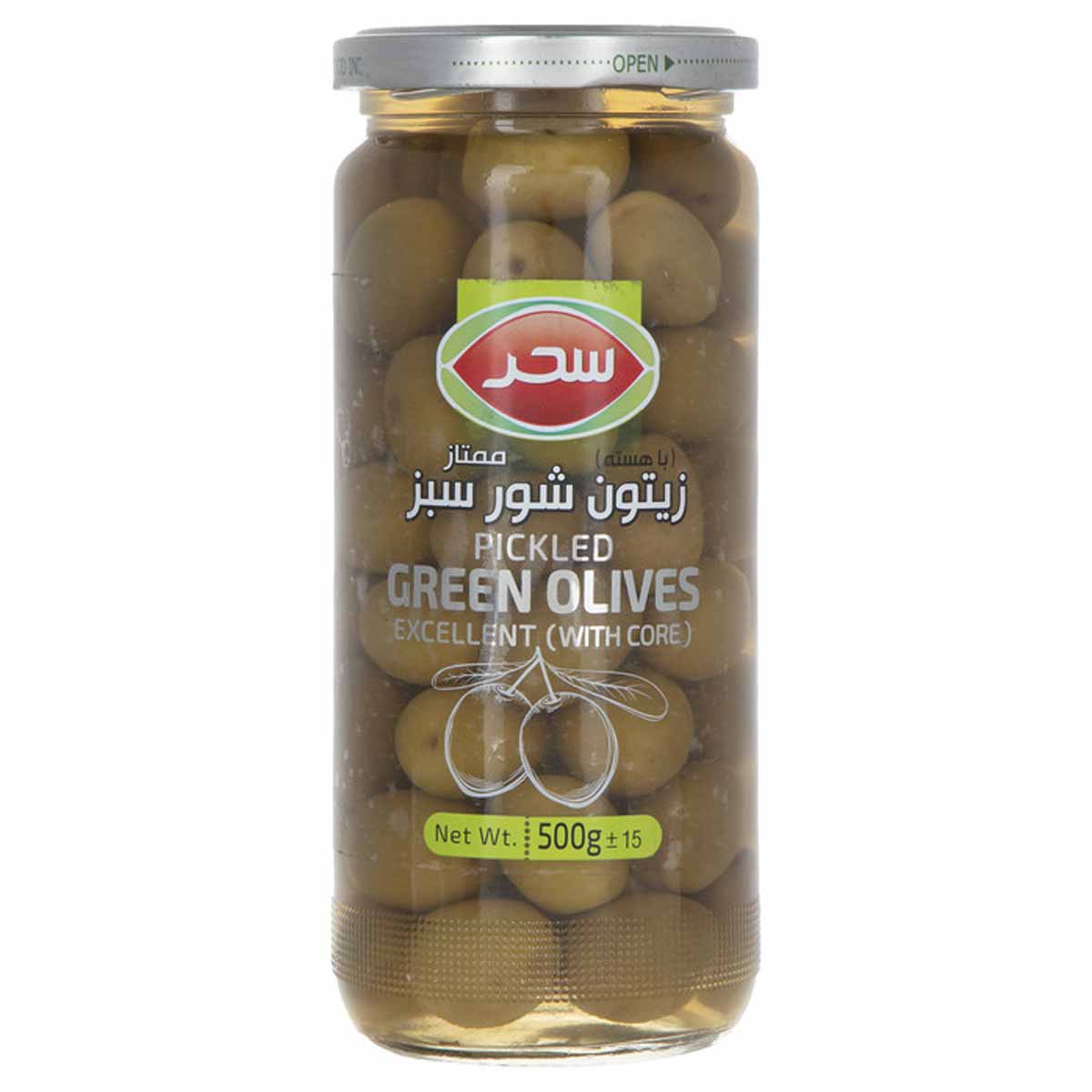 زیتون شور سبز درشت سحر 500 گرم 