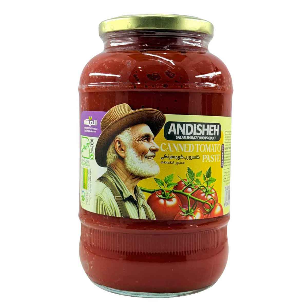 کنسرو رب گوجه فرنگی شیشه اندیشه 1500 گرم 