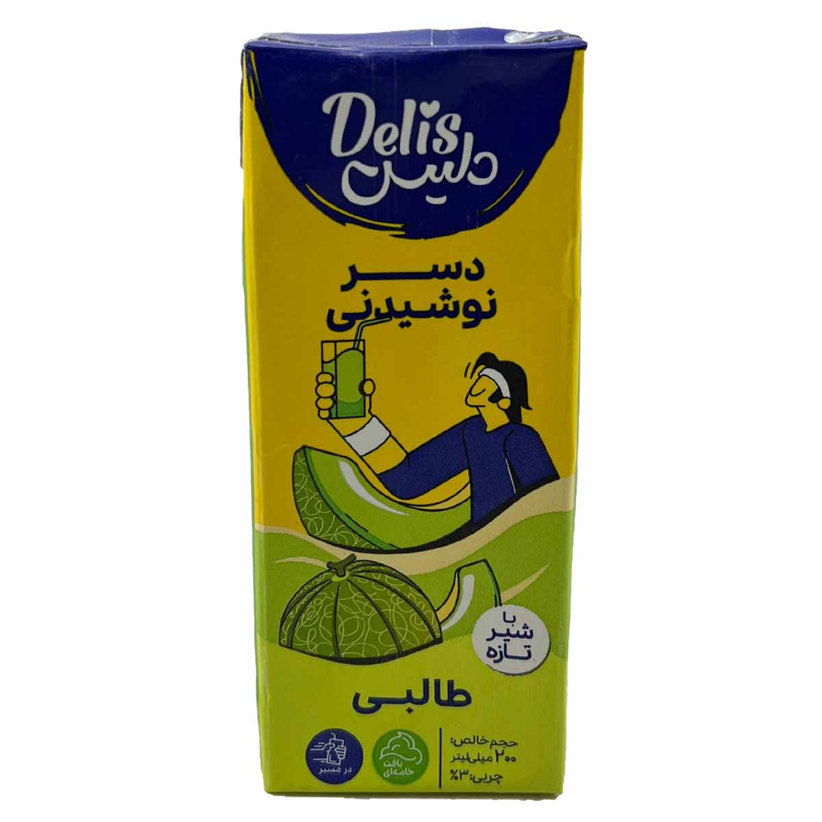 دسر شیری نوشیدنی طالبی نیم چرب دلیس کاله 200 میلی لیتر