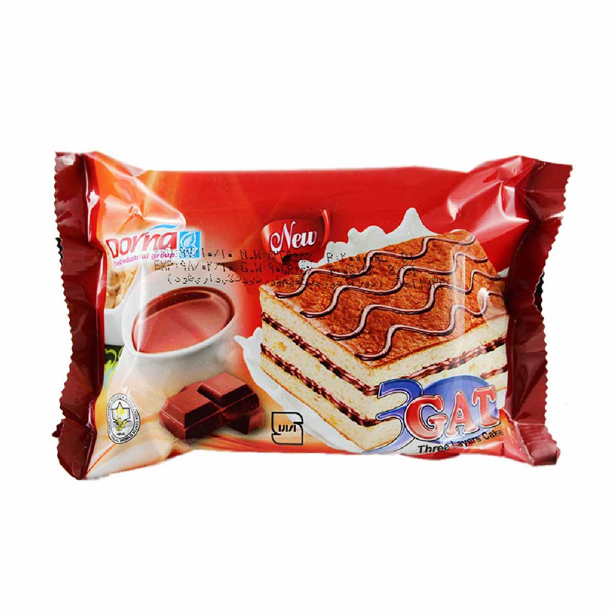 کیک اسفنجی سه لایه با مغزی کرم کاکائویی تری گات درنا 80 گرم