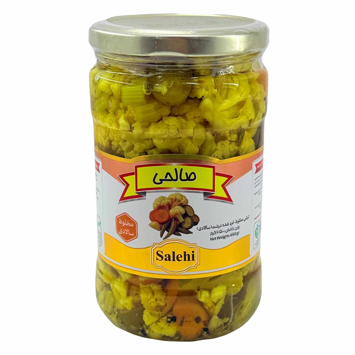 ترشی مخلوط خرد شده درشت ( سالادی ) شیشه صالحی 650 گرم