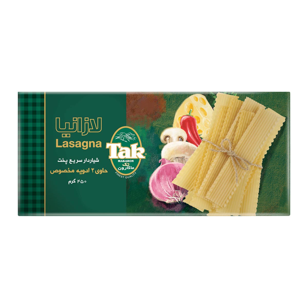 لازانیا شیاردار سریع پخت با 2 ادویه مخصوص تک ماکارون 450 گرم 