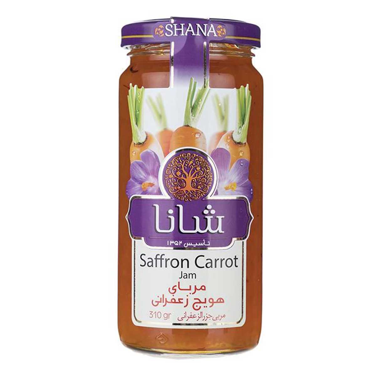 مربای هویج زعفرانی شیشه شانا 320 گرم