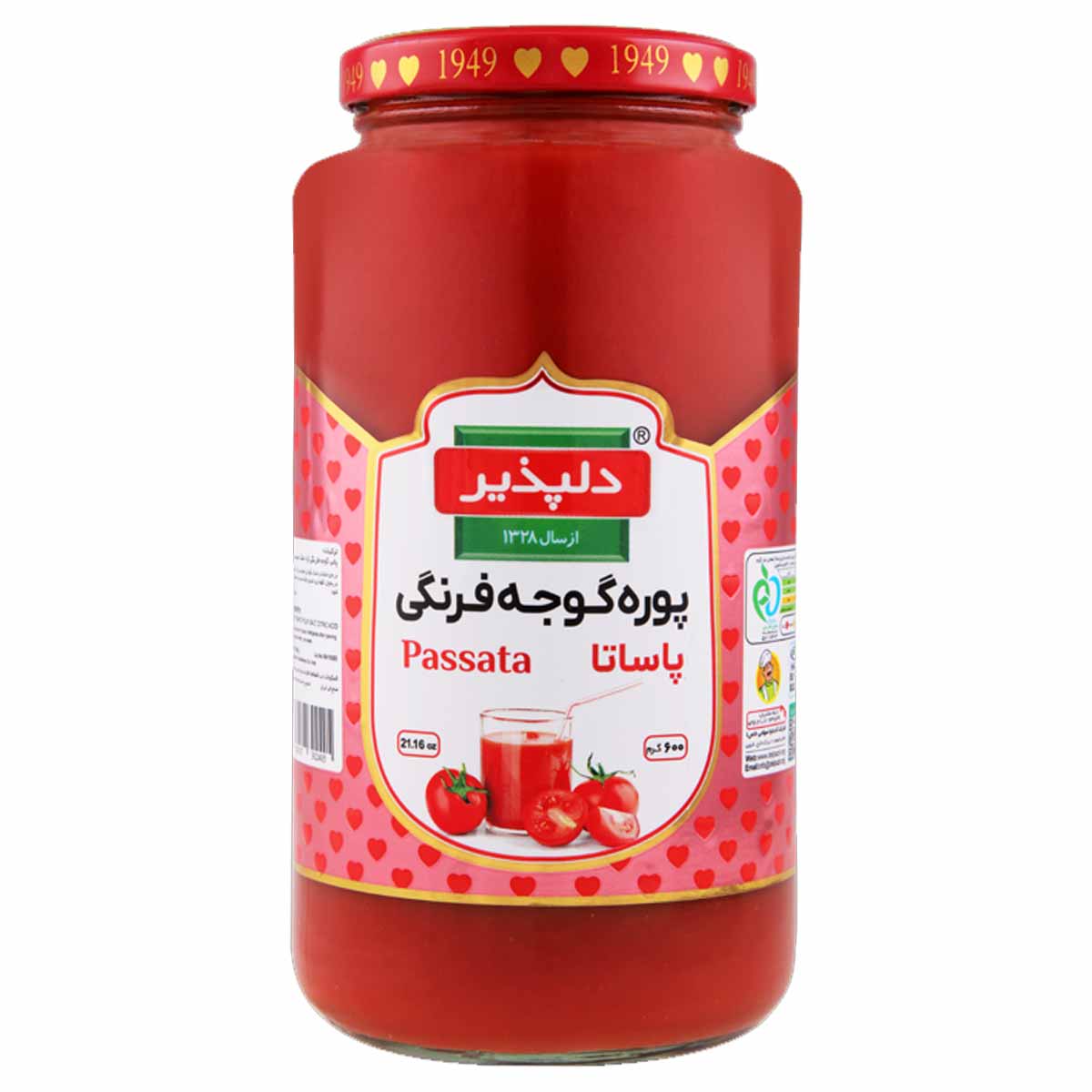 پوره گوجه فرنگی پاساتا شیشه ای دلپذیر 600 گرم 
