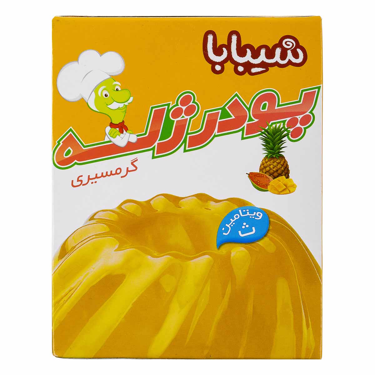 پودر ژله با طعم میوه های گرمسیری شیبابا 100 گرم