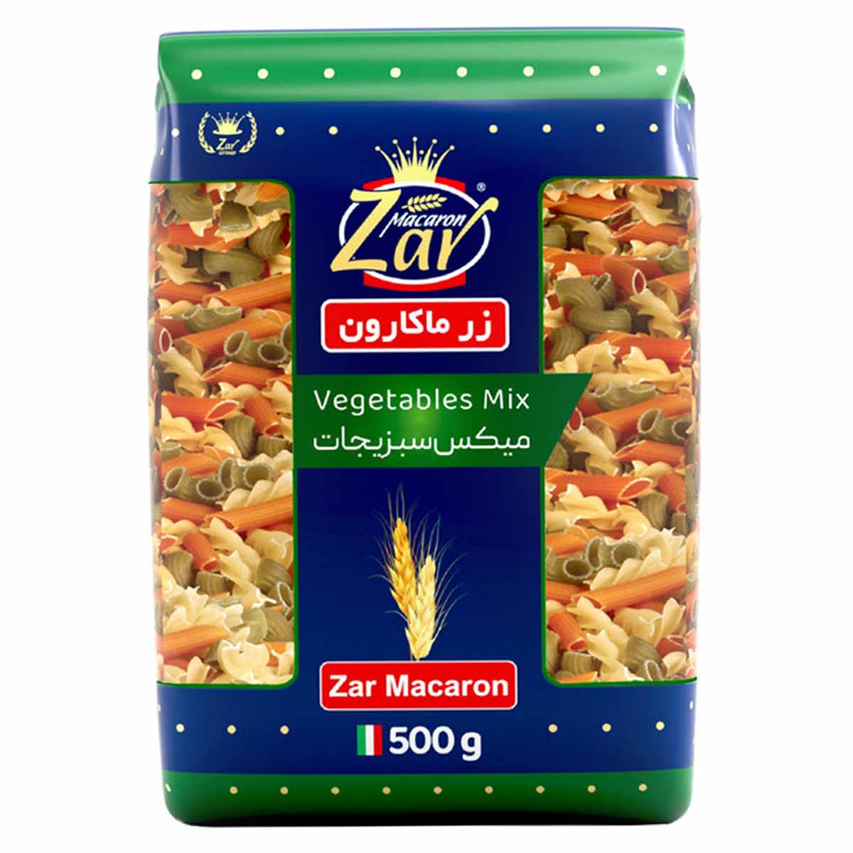 ماکارونی فرمی مخلوط سبزیجات زر ماکارون 500 گرم 
