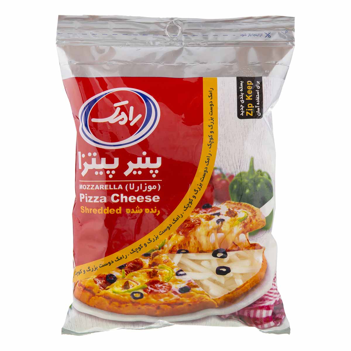 پنیر پیتزا موزارلا رنده شده رامک 500 گرم