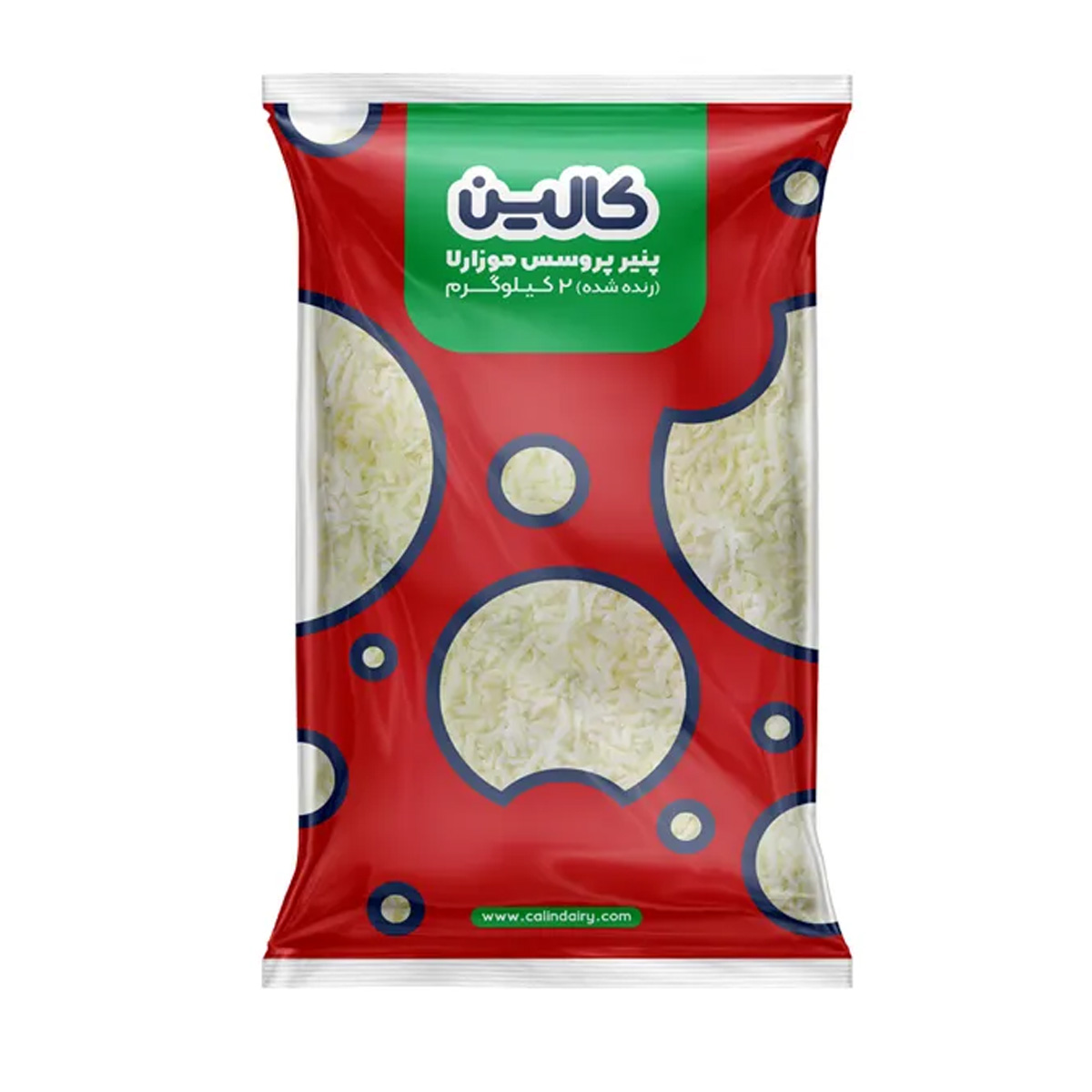 پنیر پیتزا پروسس (رنده شده) موزارلا کالین وزن 2 کیلوگرم