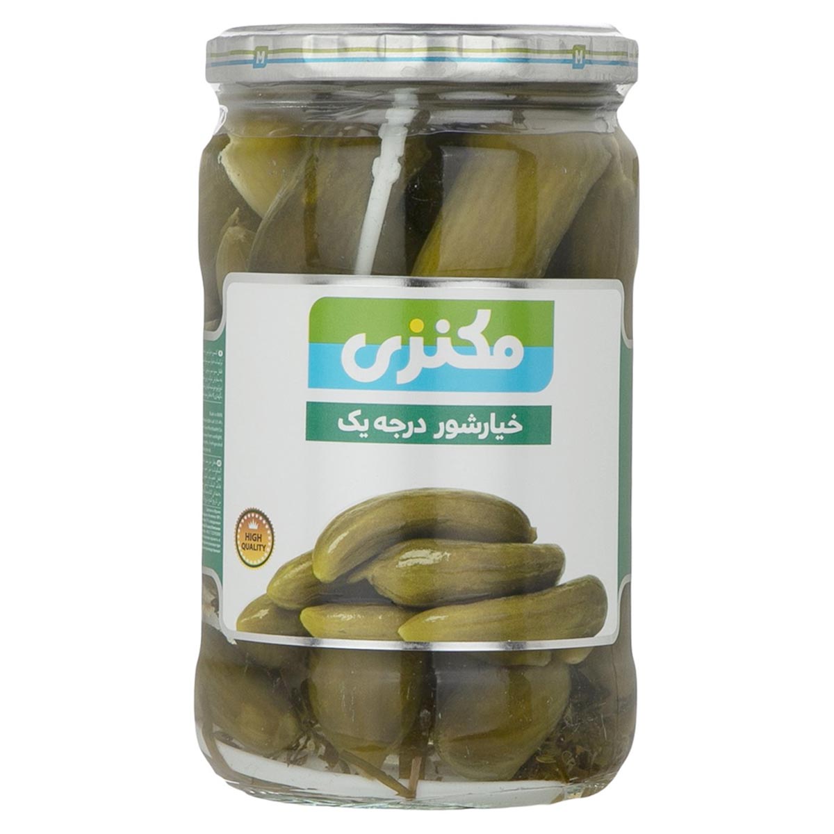 خیارشور سرکه ای درجه یک شیشه مکنزی 660 گرم