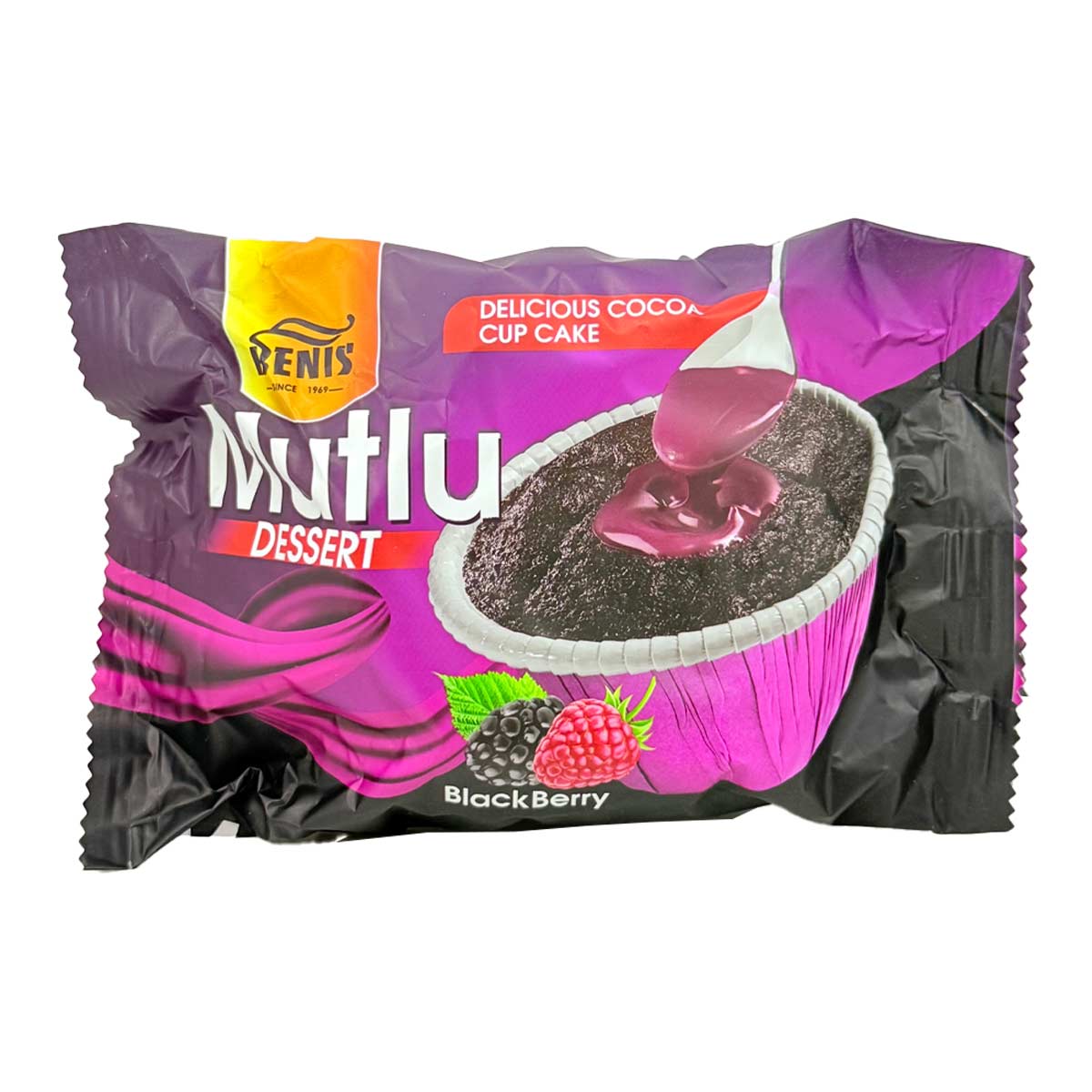 دسر کیک روغنی کاکائویی با مغزی شاه توت بنیس 70 گرم