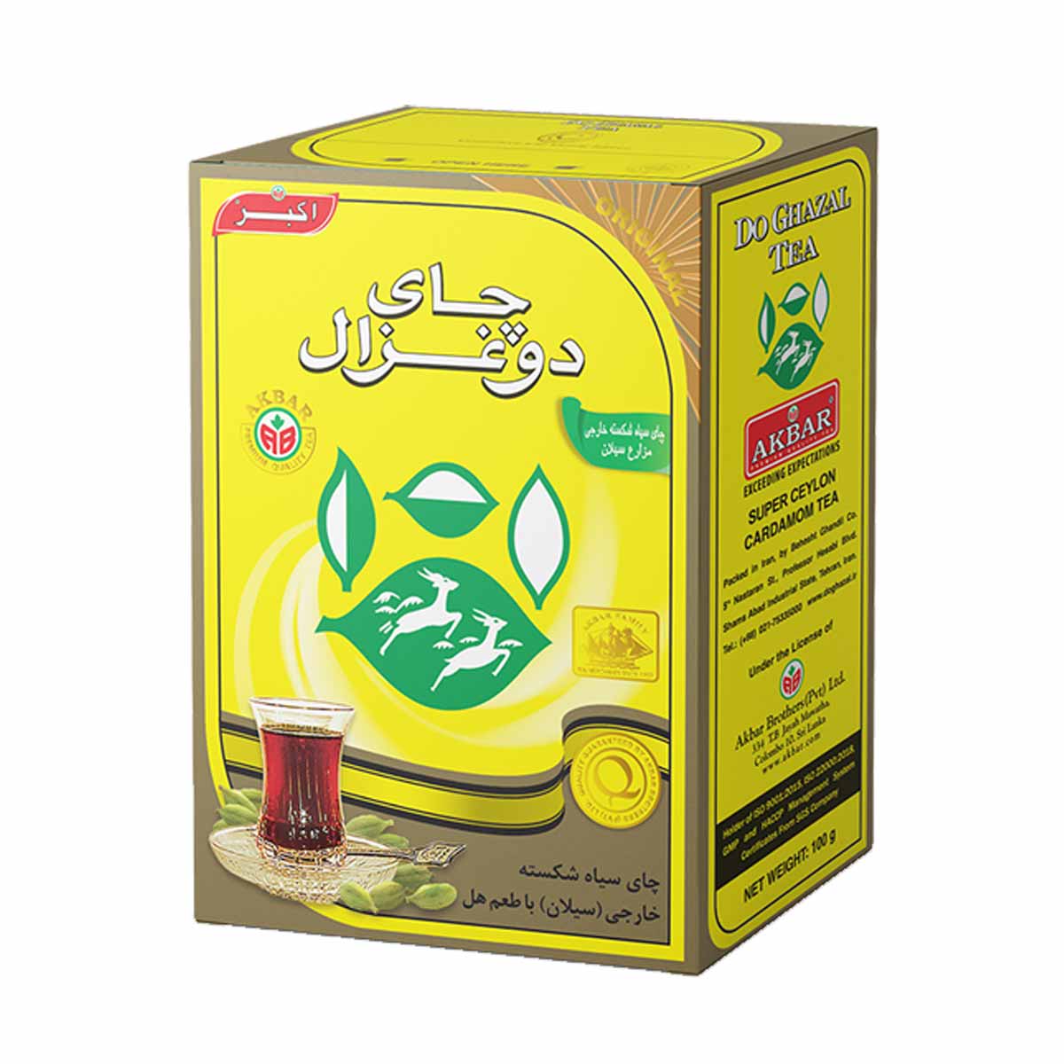 چای سیاه شکسته خارجی ( سیلان ) با طعم هل دو غزال 100 گرم