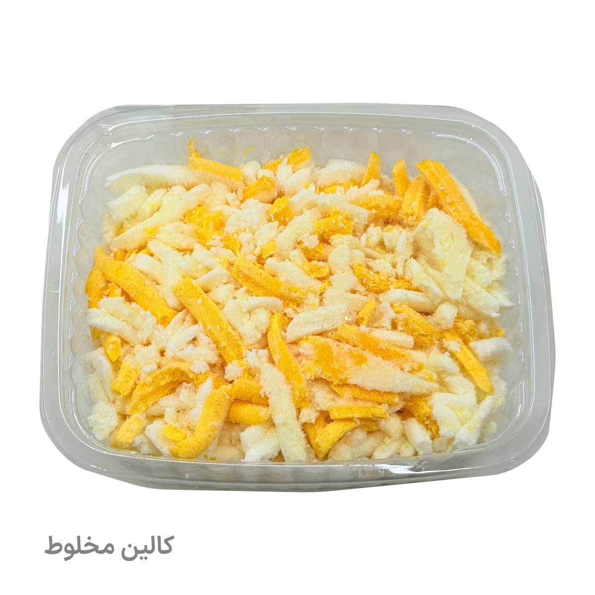 پنیر پیتزا رنده شده مخلوط موزارلا و چدار کالین فله وزن 250 گرم