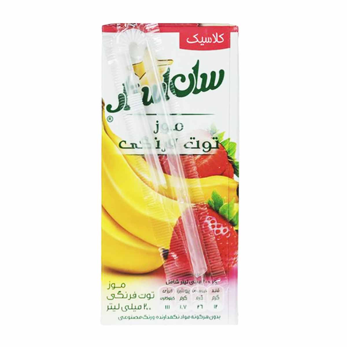 آبمیوه موز توت فرنگی سان استار 200 میلی لیتر
