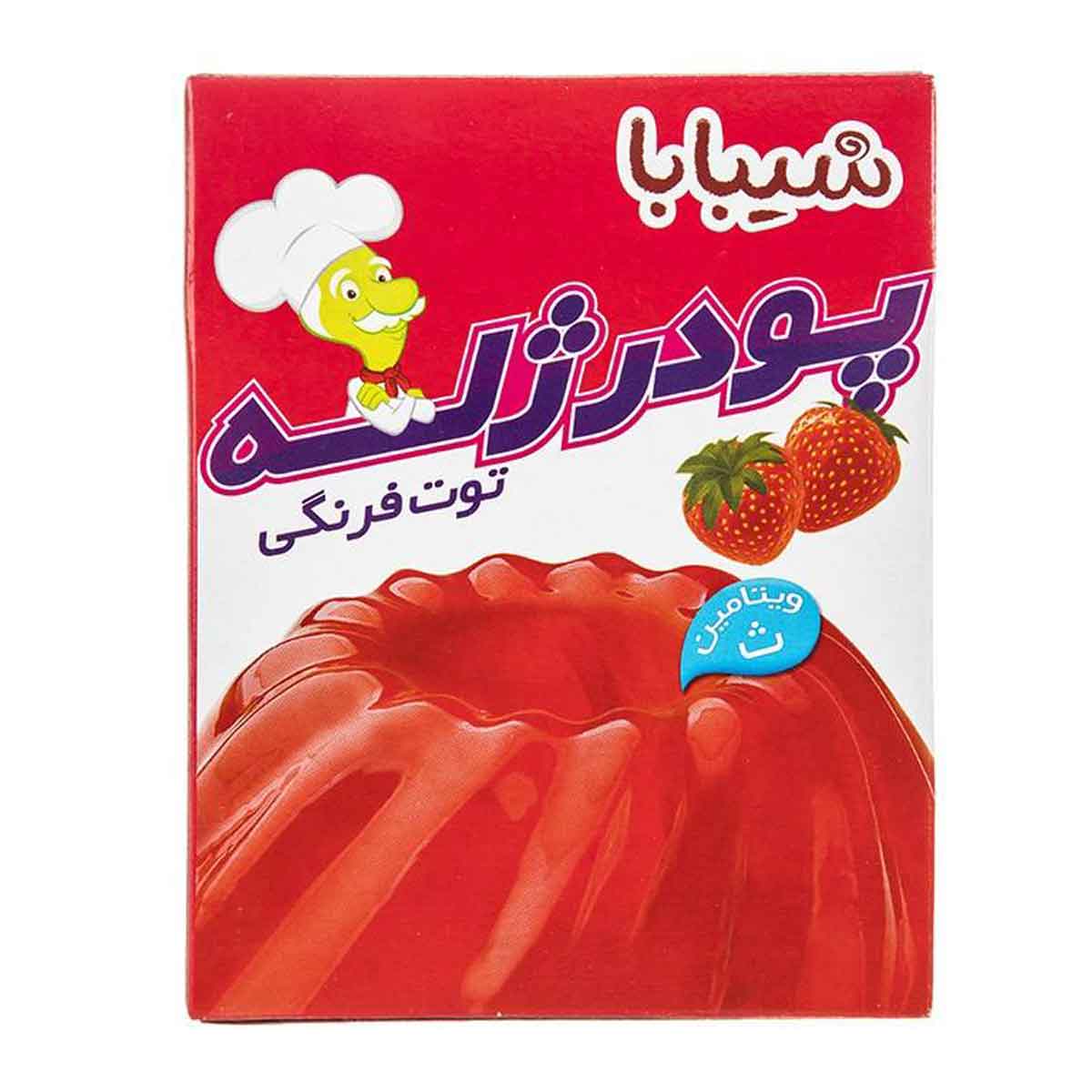 پودر ژله با طعم توت فرنگی شیبابا 100 گرم